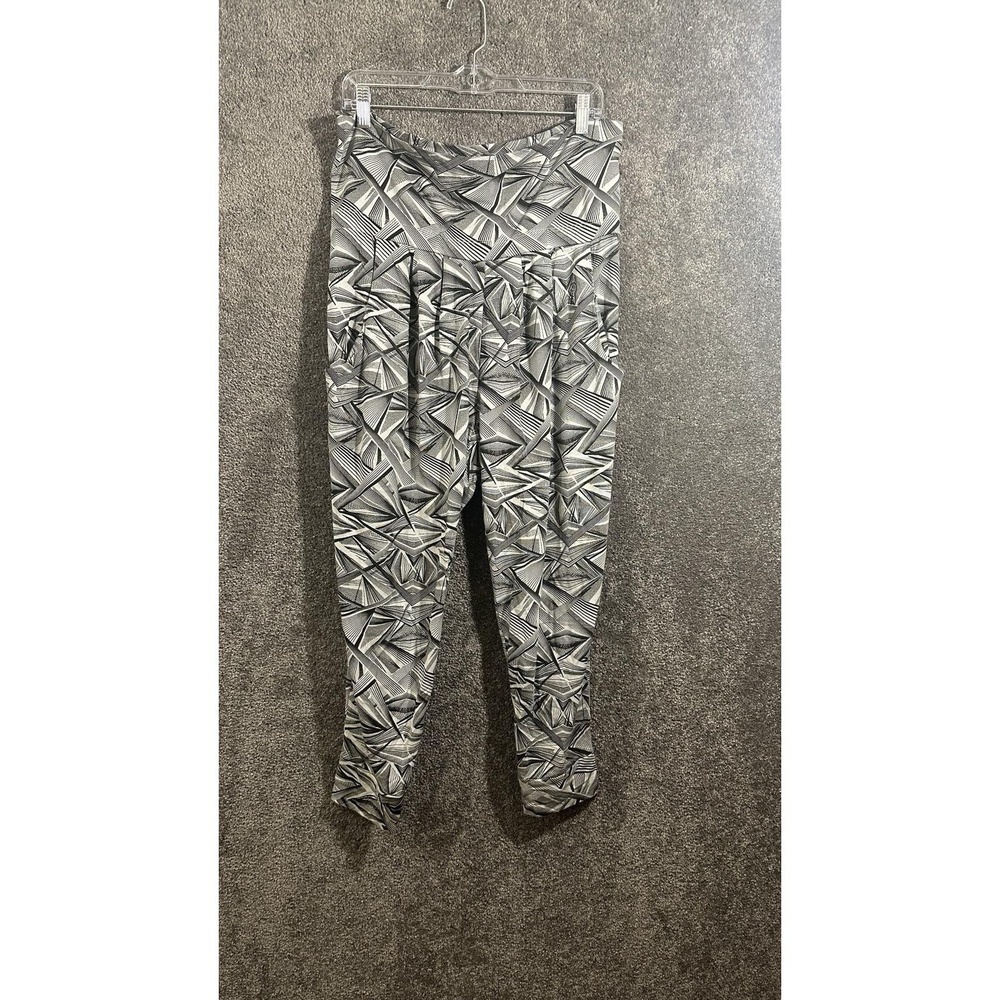 Vintage Y2K Zumba Womens Workout Pants Athletic Black & White Geometric Print M